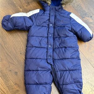Tommy Hilfiger Nany Blue Fleece Snowsuit with red and white on arms